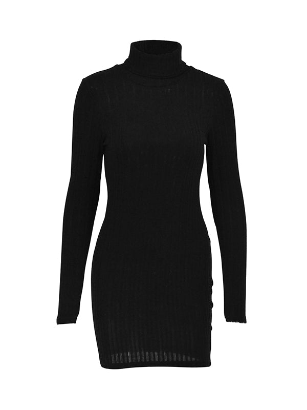 Bodycon High Waisted Color High Neck Mini Dresses