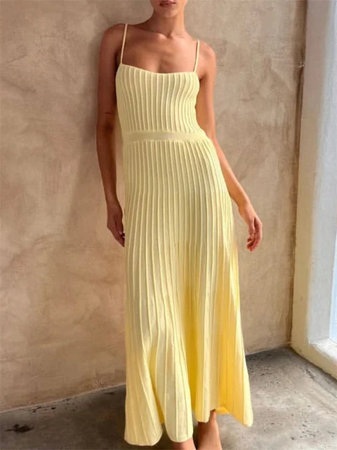 Backless Ribbed Maxi Dress for Summer New Holiday Party Stretch High Waist Bodycon Maternity Dresses Knit Sundress