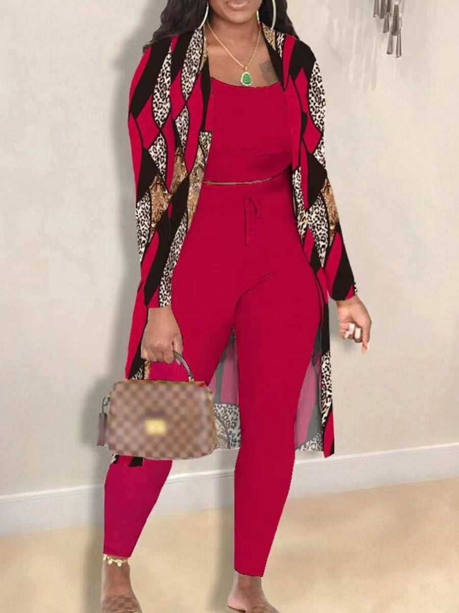Cami Mixed Print Drawstring Three Piece Pants Set Bo50103