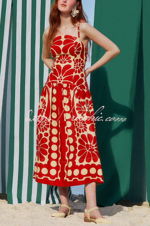 Vivid Dreams Unique Print Slip Midi Dress