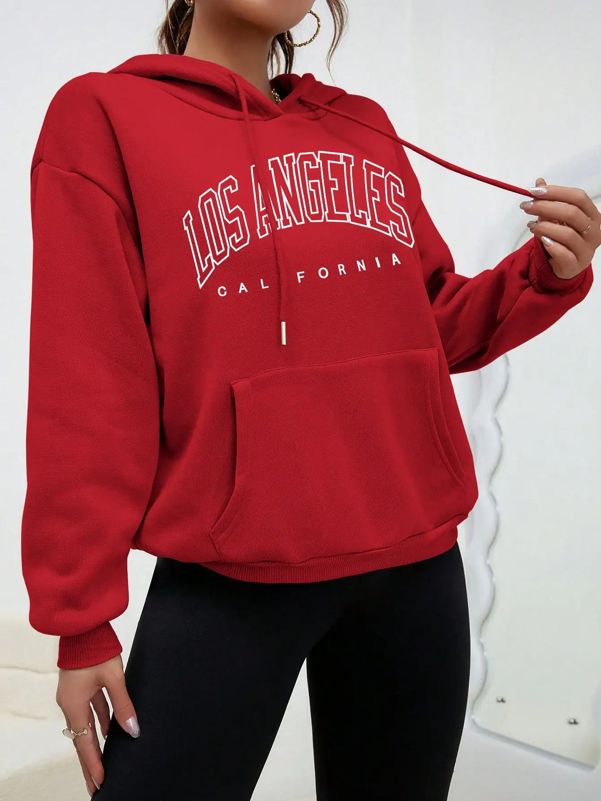 Los Angeles Art Letter Design American Style Sweatshirt Autumn Hip Hop Female Hoodies Fleece Top