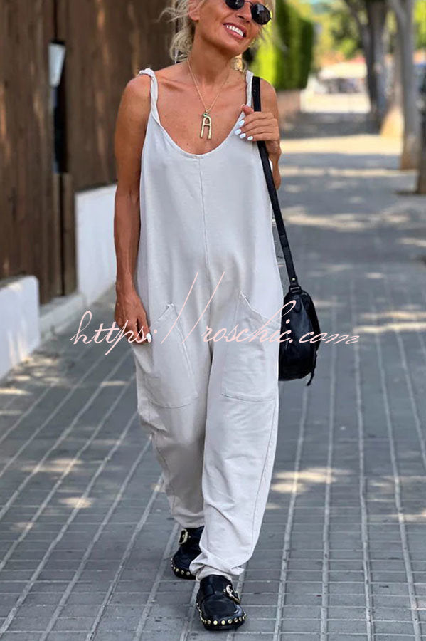 Relaxing Bay Color Pocketed Beach Jumpsuit