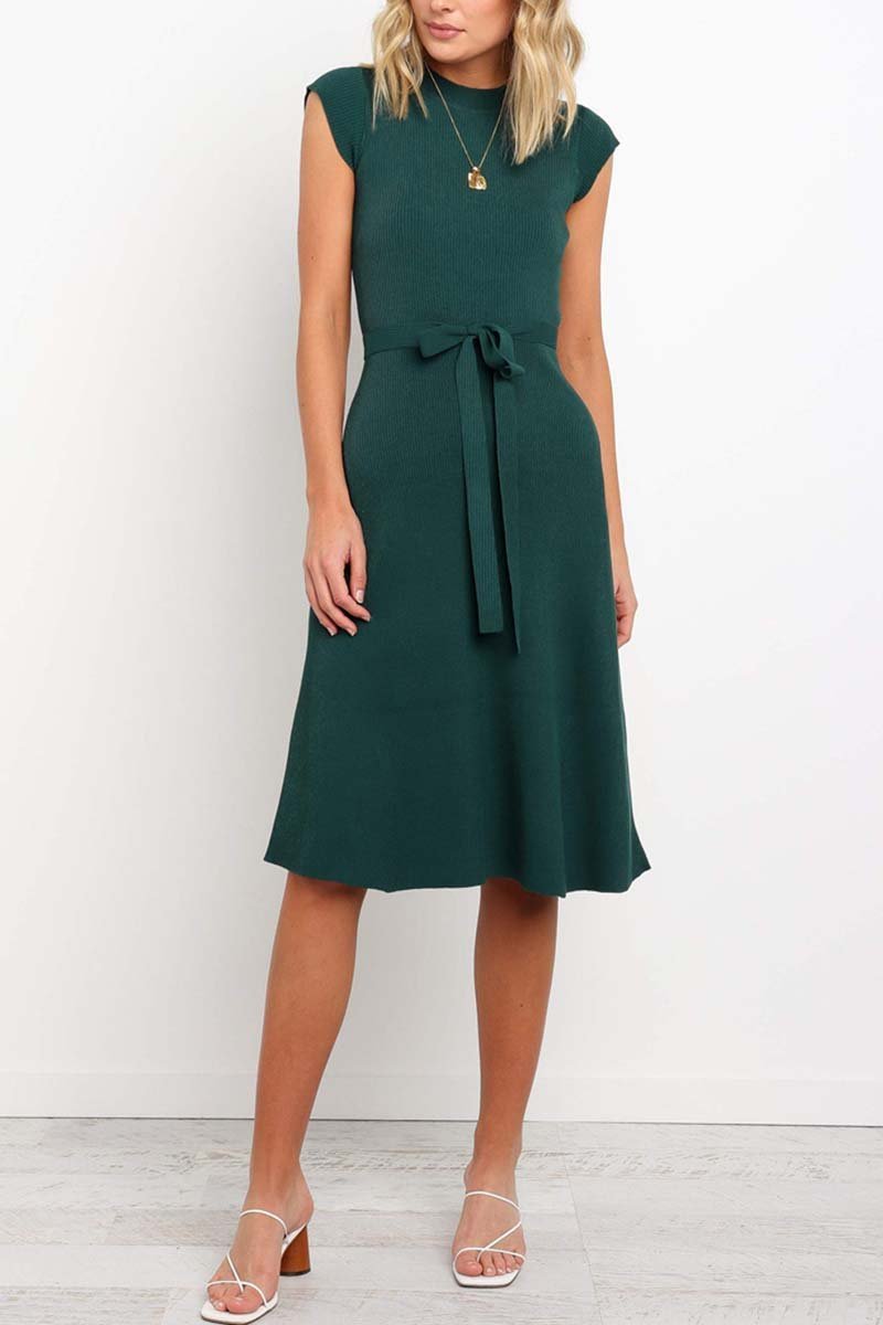 O Neck Dress With Belt(3 Colors)