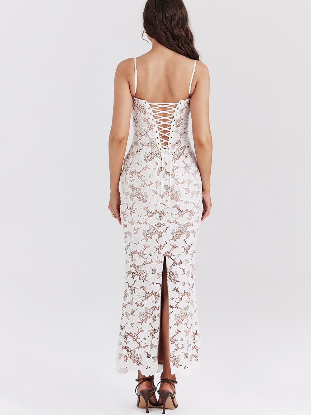 White Embroidered Maxi Dress-"pearl"