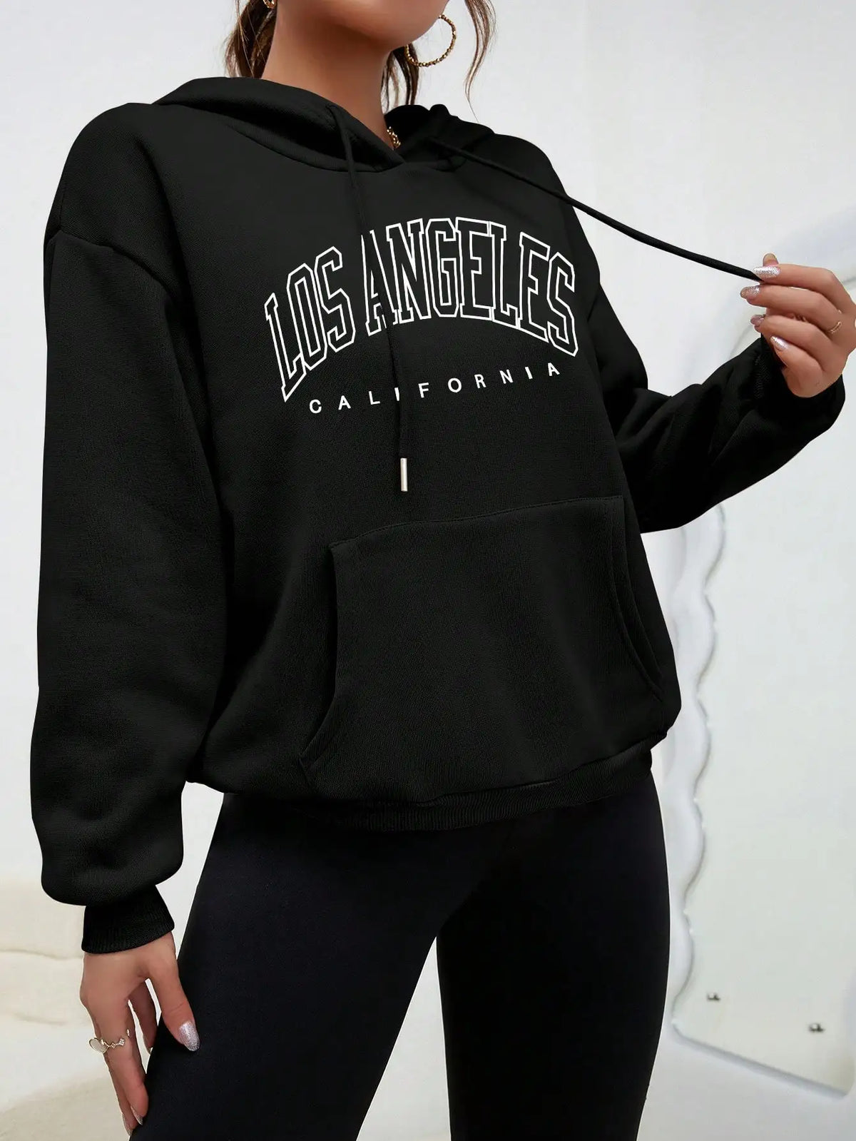 Los Angeles Art Letter Design American Style Sweatshirt Autumn Hip Hop Female Hoodies Fleece Top