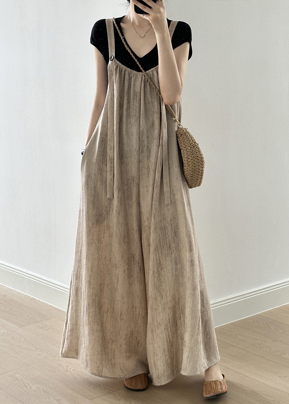 Sleeveless Button Jumpsuit Linen Pockets
