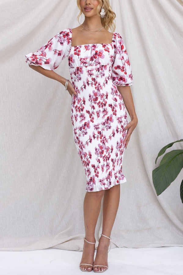 Midnight Beauty Smocked Midi Dress