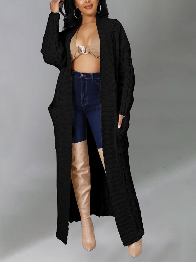 Knitted Graceful Open Front Cardigan