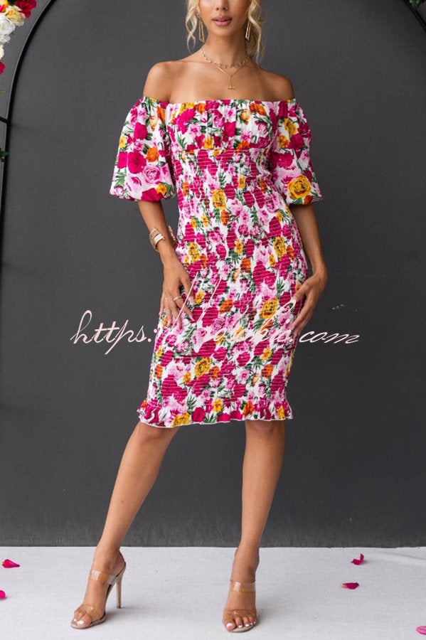 Midnight Beauty Smocked Midi Dress
