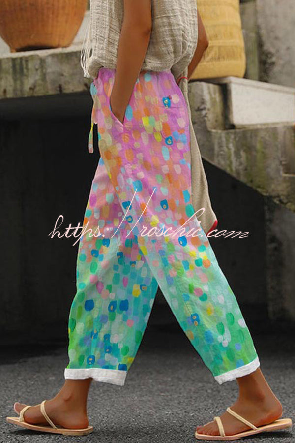 Unique Printed Button Pocket Pants