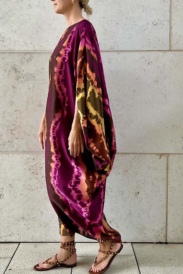 From Beach to Dinner Printed Kimono Drape Loose Midi Dress