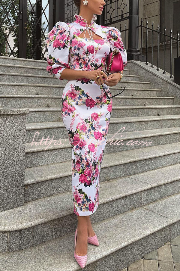 Another Love Song Stand Collar Midi Dress