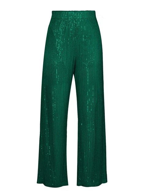 Sparkly Two-piece Set Party Outfits for Sequin Top Blouse Shirt and Pants Suit Female Evening Tracksuit New