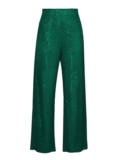 Sparkly Two-piece Set Party Outfits for Sequin Top Blouse Shirt and Pants Suit Female Evening Tracksuit New