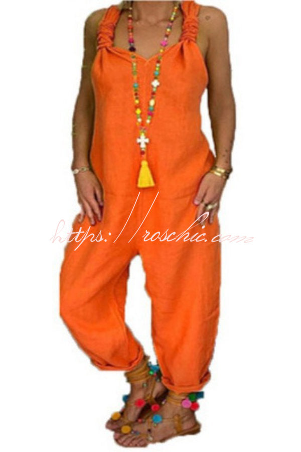 Harper Backless Knotted Strappy Loose Jumpsuit