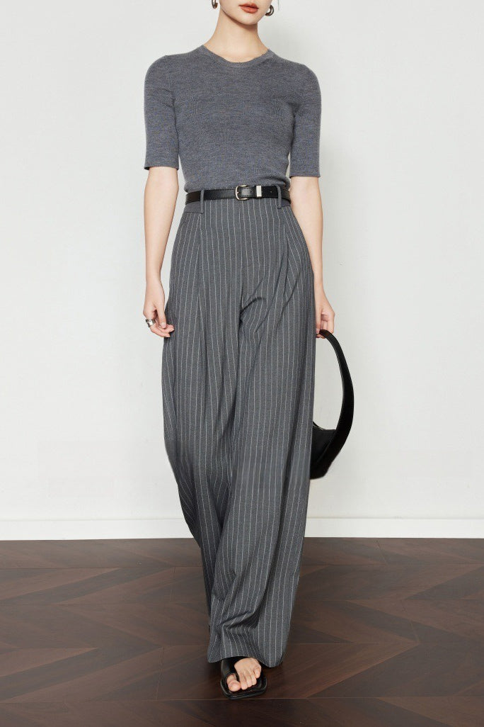 Pinstripe Wide-leg Pants