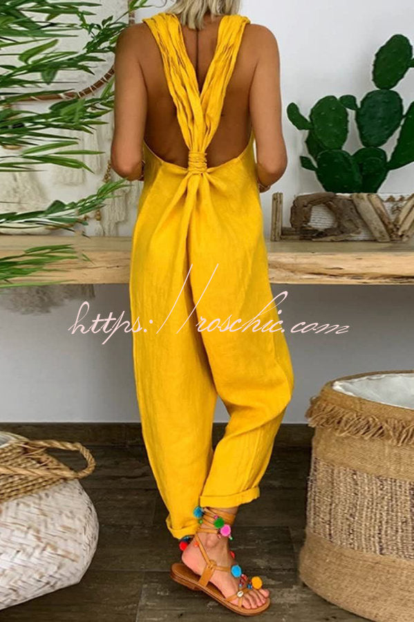 Harper Backless Knotted Strappy Loose Jumpsuit