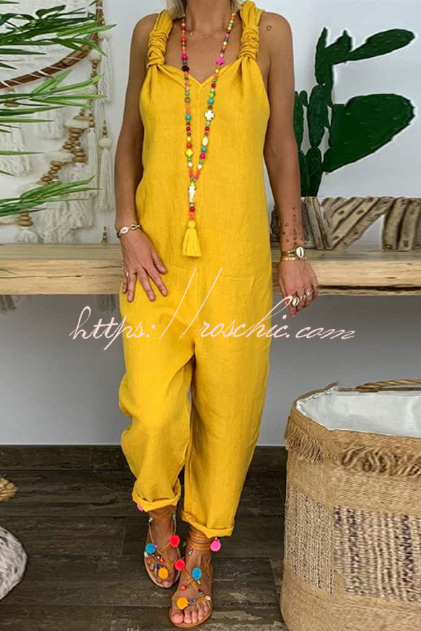 Harper Backless Knotted Strappy Loose Jumpsuit