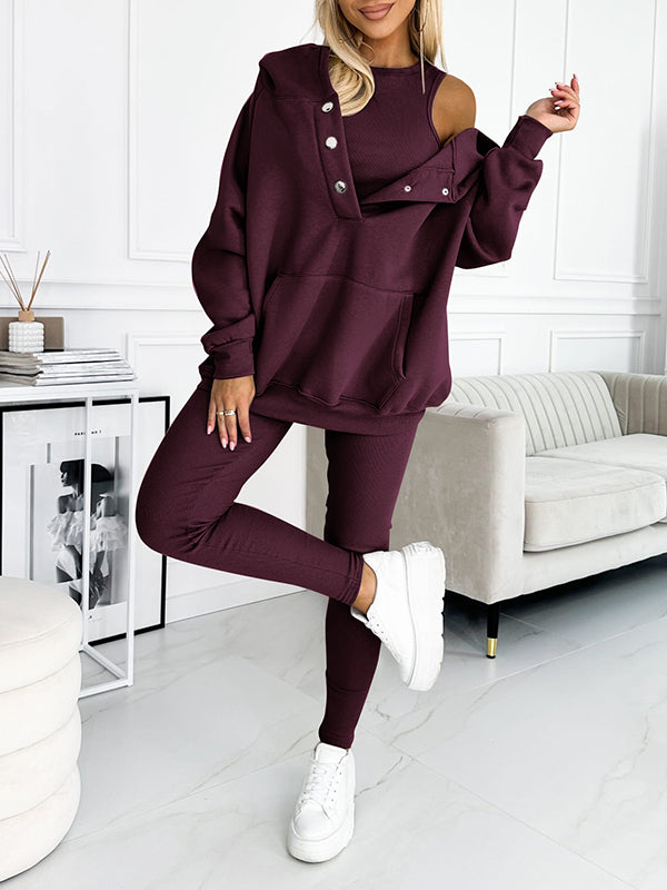 (s-5xl) and Comfortable Sweatshirt Three-piece Suit