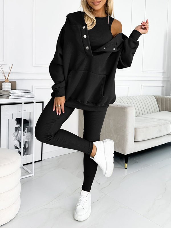 (s-5xl) and Comfortable Sweatshirt Three-piece Suit