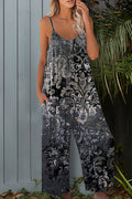 Camisole Jumpsuit Tie-dye Wide-leg Pants