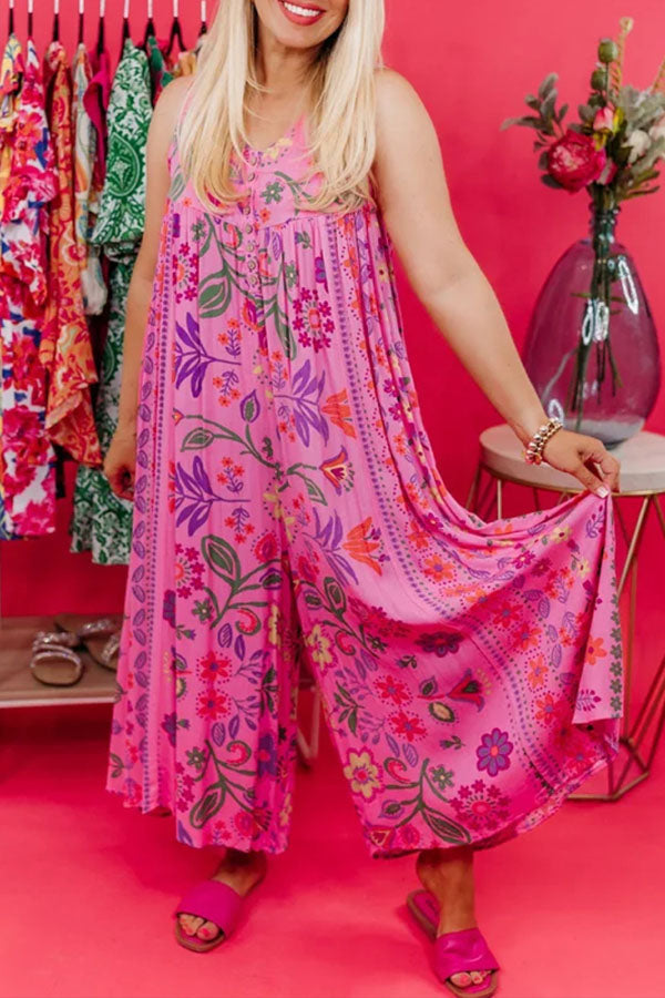 Print Loose Sleeveless Jumpsuit