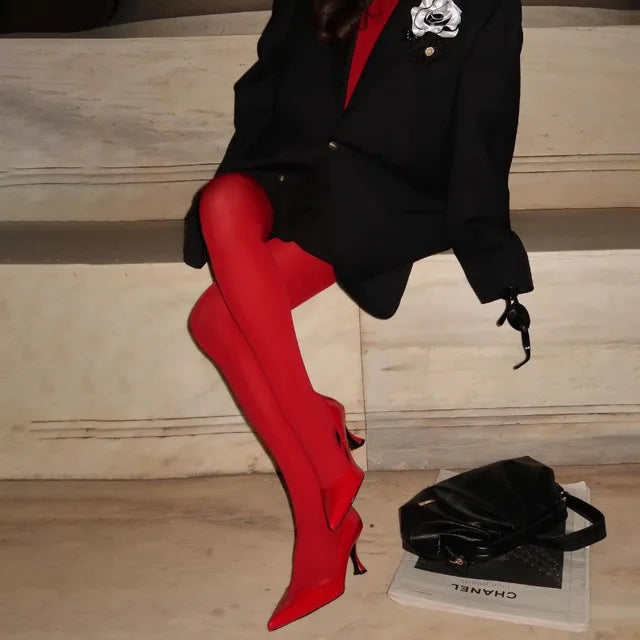 Red Tights Winter See Through Slim Lingerie ’s Pantyhose New Lingerie Lace Leggings Bodys Socks