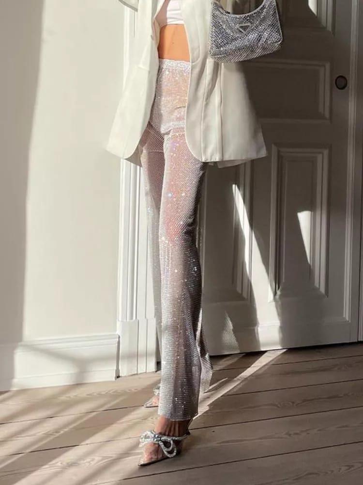 Sequins Rhinestone Diamond Studded Pants