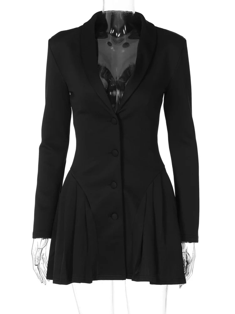 V-neck Suit Mini Dress Female Patchwork Cardigan Commute Clothes Slim High Waist Party Dress ’s