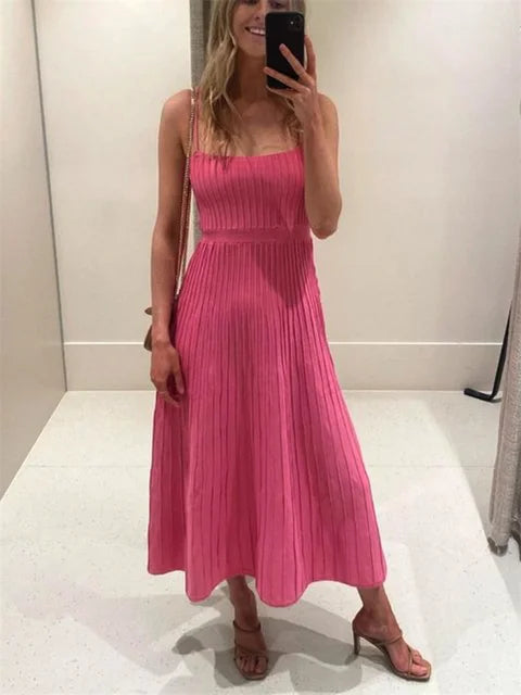Backless Ribbed Maxi Dress for Summer New Holiday Party Stretch High Waist Bodycon Maternity Dresses Knit Sundress