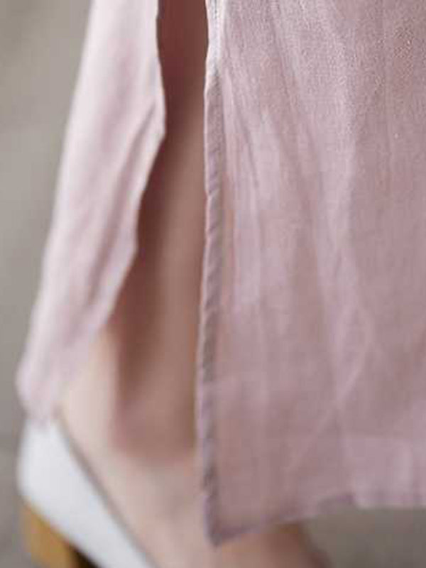 A-line Loose Color Round-neck Midi Dresses