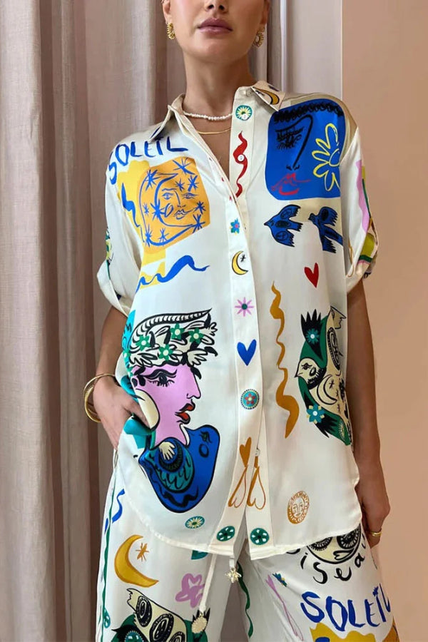 Artistic Graffiti Print Two-piece Set