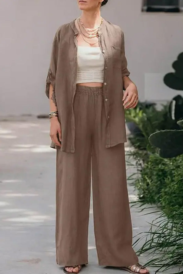 Loose Color Shirt Pants Set