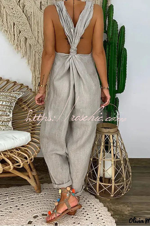 Harper Backless Knotted Strappy Loose Jumpsuit