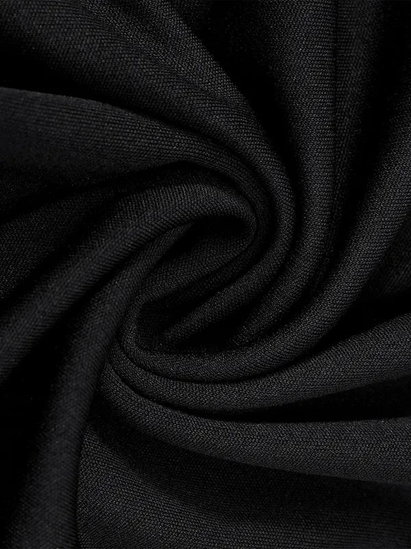 A-line Long Sleeves Gauze Pleated Split-joint V-neck Midi Dresses