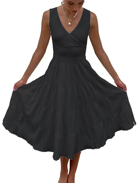 Knit V-neck for Maxi Dress Y2k Backless Knitwear Party Dress Baggy High Waist Summer Female Dress