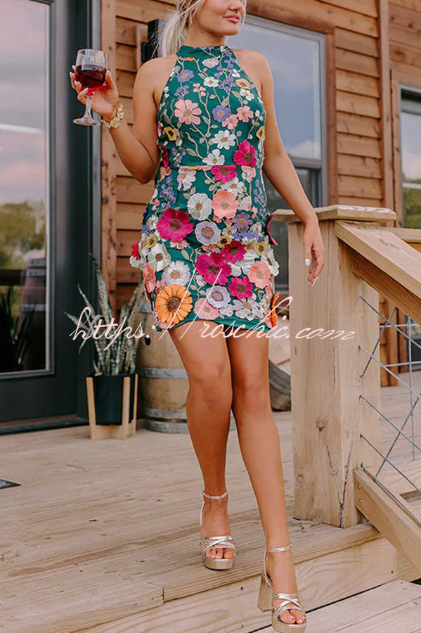 Wish Upon a Dream Applique Halter Mini Dress