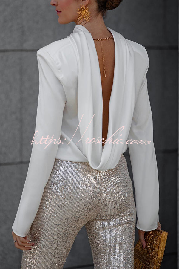 Diva Sequin High Rise Elastic Waist Flare Pants(shipped Within 24 Hours)