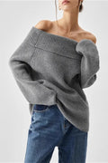 Off-shoulder Grey Sweater