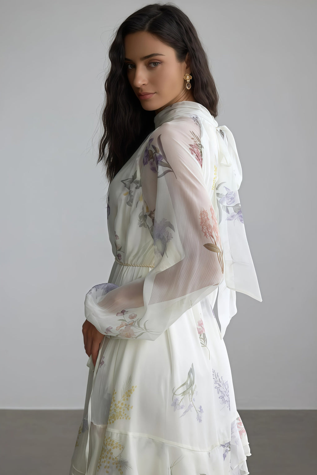Nadim Print Puff Sleeve Maxi Dress