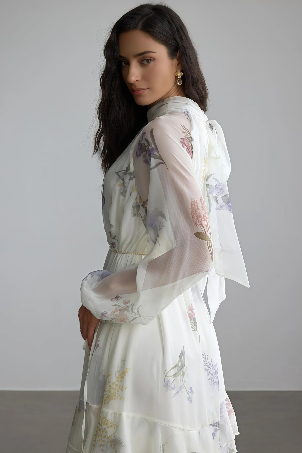 Nadim Print Puff Sleeve Maxi Dress