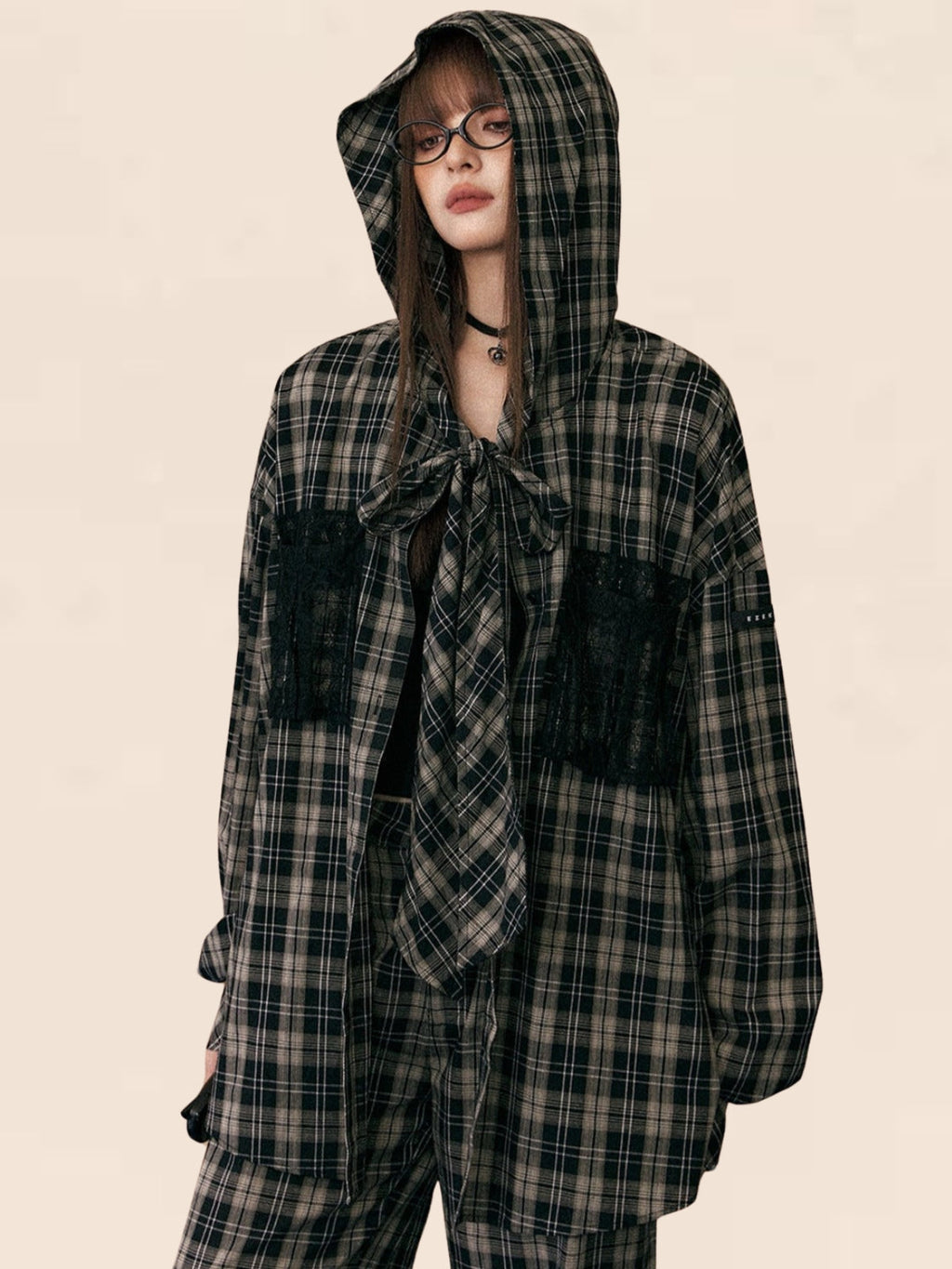 Plaid Bow Tie Two-piece Set-up
