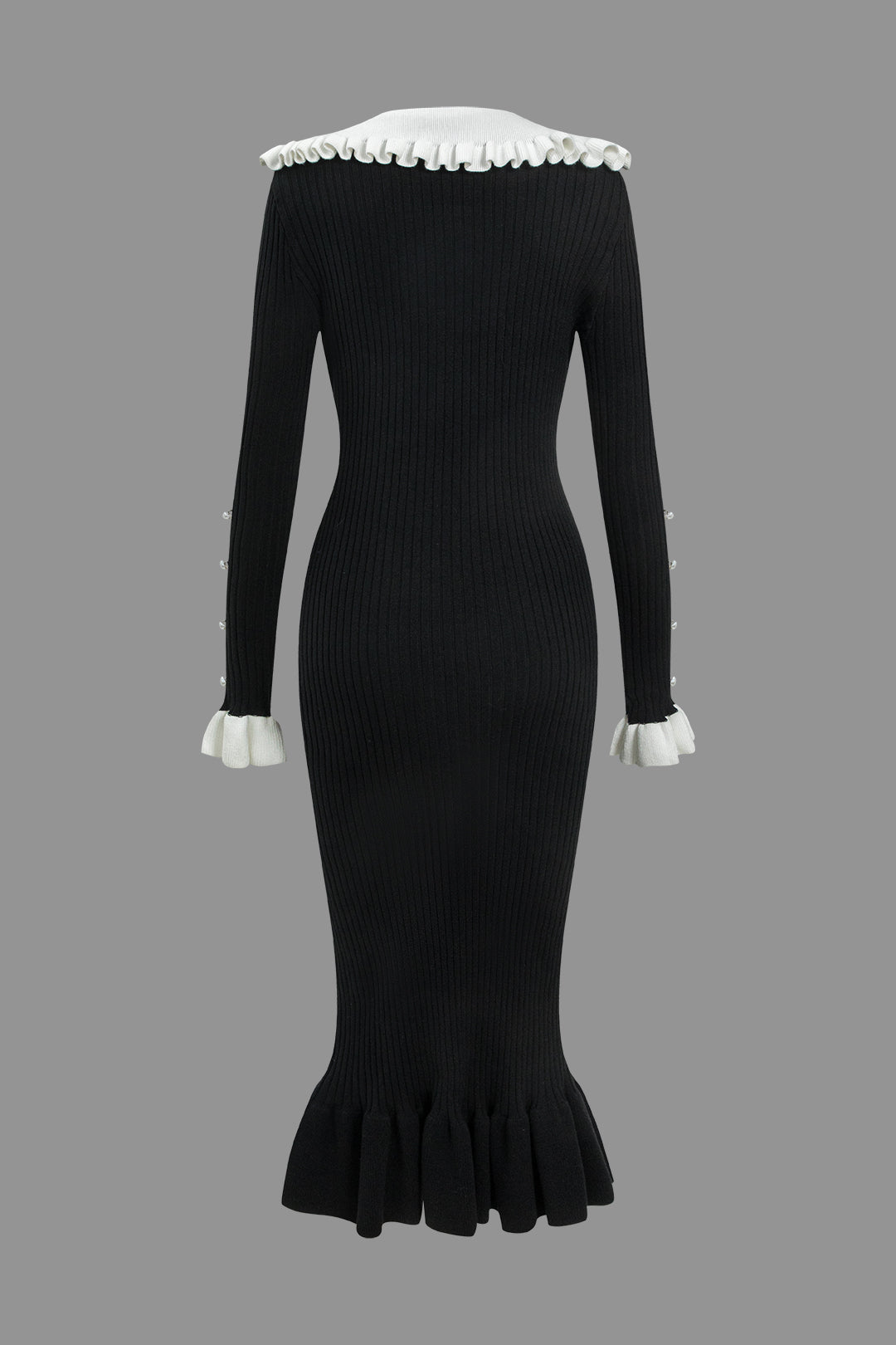 Sweater Color Block Ruffle Dress