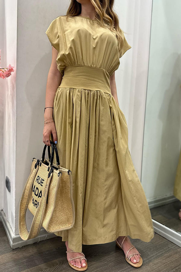 Make a List Elastic Waist Pocketed Relaxed Midi Dress