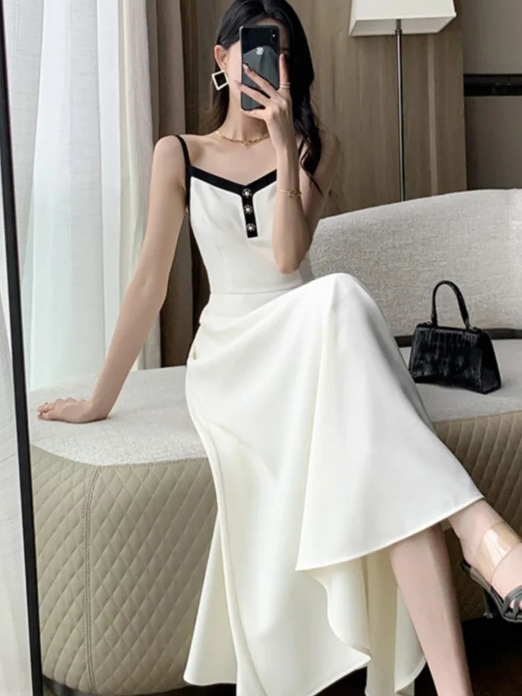 2-piece Dress Set for Lady Cropped Coat A-line Midi Camisole Dresses Slim Korean Female Suit Spring Autumn New