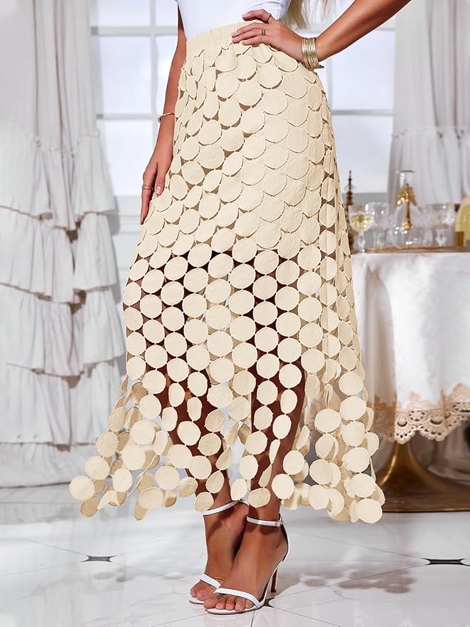 Hollow Out High Waist Tassel Hem Bustier Skirt