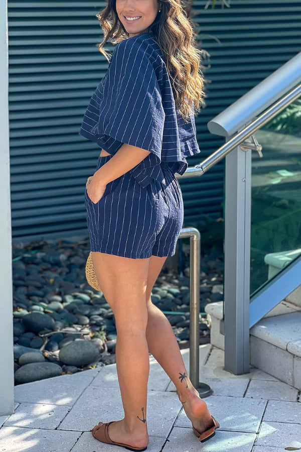 Navy Striped Top and Short Pants Set Regular Price