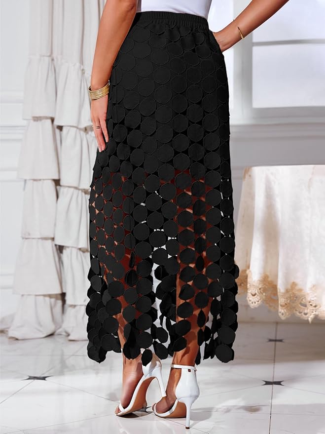 Hollow Out High Waist Tassel Hem Bustier Skirt