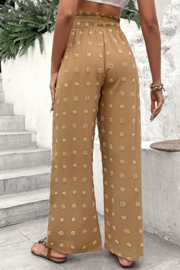 High Waist Jacquard Wide Leg Pants Trousers