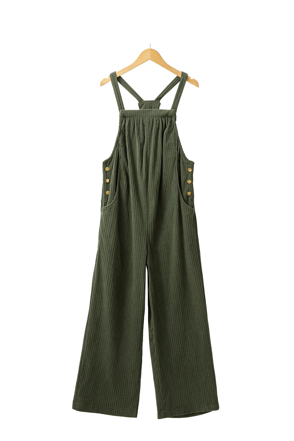 Color Pocketed Corduroy Overall
